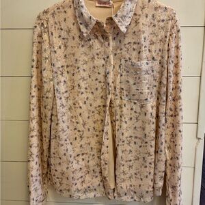 Ivy City Co Cream Floral Button Down Shirt